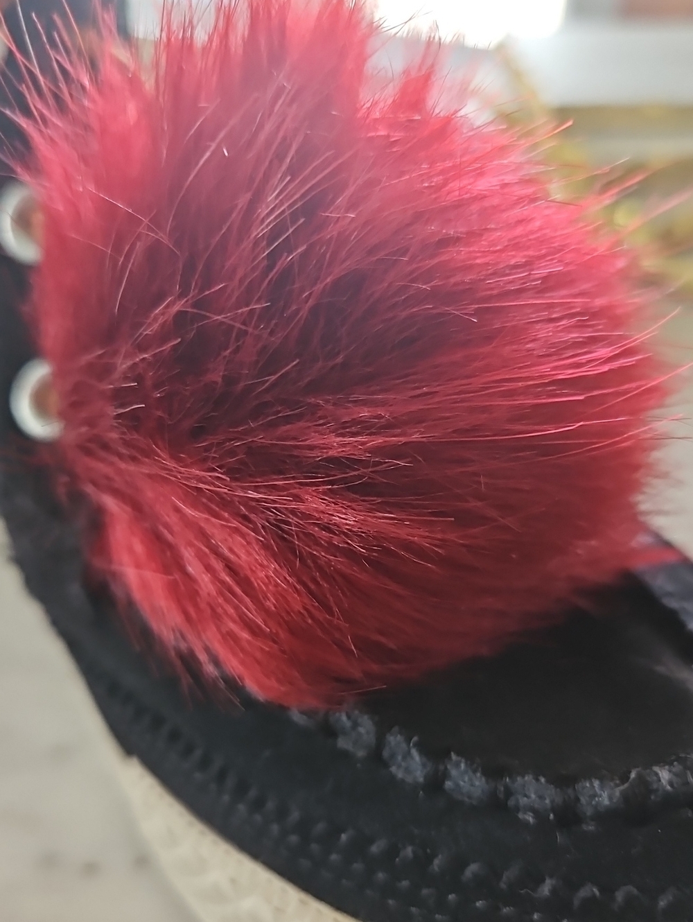 Faux Fur Pom Poms Merlot and Black (Set of 4) NWT - Picture 11 of 15
